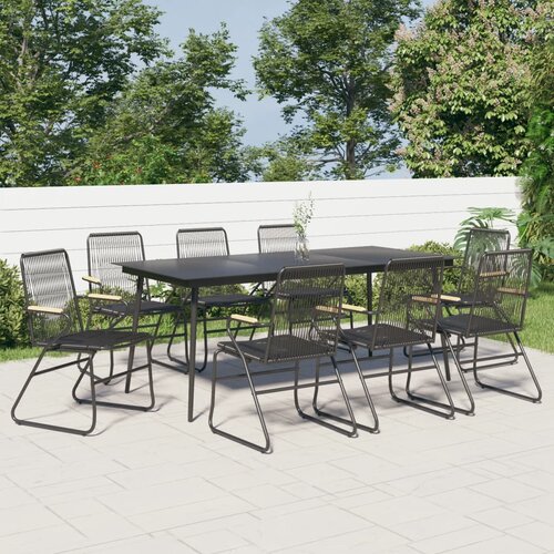 VidaXL 9-dijelni vrtni blagovaonski set od PVC ratana crni Slike