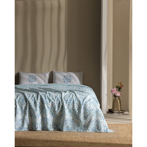 Madame coco Set letnje posteljine Alard, 4 komada, Pamučni, 240x220cm, Plavo-beli Cene