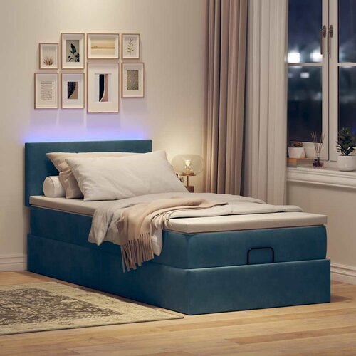VidaXL Okvir kreveta s madraca tamnoplavi 90x190cm bar&amp;scaron;unasti Slike