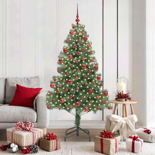 vidaXL Božićno drvce s 300 LED svjetlima s stalakom Zelena 180 cm PVC Cene