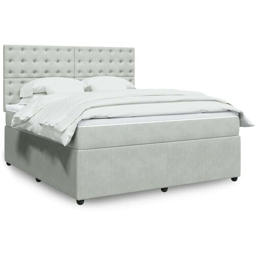 vidaXL Box spring postelja z vzmetnico svetlo siva 180x200 cm žamet Cene