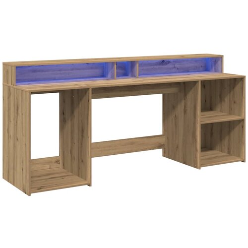  Radni stol s LED svjetlima 200x55x91 cm konstruirano drvo Slike