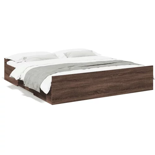  Okvir za krevet s uzglavljem smeđa boja hrasta 200x200cm drveni