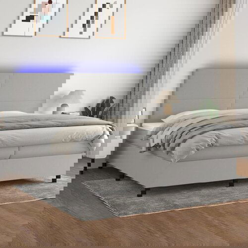 The Living Store Box spring postelja z vzmetnico LED sv. siva 200x200 cm blago - Box Spring Postelja, (21519707) Cene