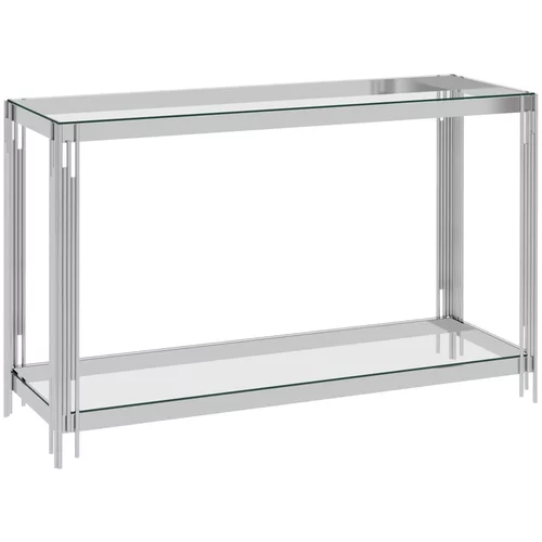 vidaXL Stranska mizica srebrna 120x40x78 cm nerjaveče jeklo in steklo