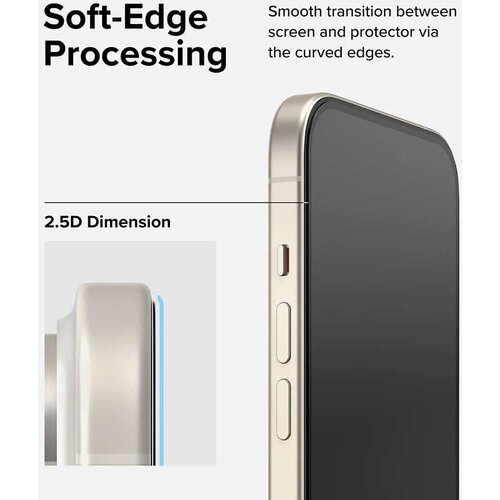 Ringke Cover Display ID Glass kaljeno staklo za iPhone 15 Pro -crno Slike