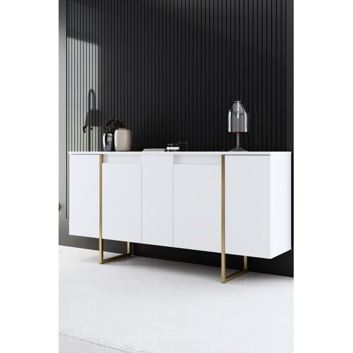 Hanah home Luxe Komoda, Bijelo-Zlatna Cene