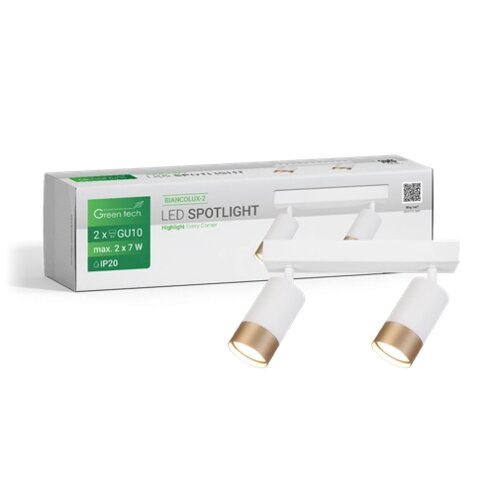 Greentech LED SPOT SVETILJKA GU10 X2 BELO-ZLATNA Cene