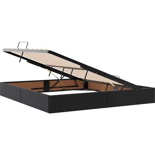 vidaXL Postelja z LED lučmi z vzglavjem Črna 180 x 200 cm PVC Cene