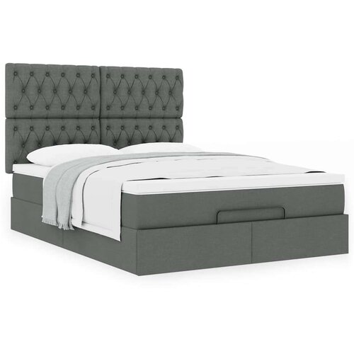 vidaXL Otomanski posteljni okvir z vzmetnico siv 140x190 cm blago Cene