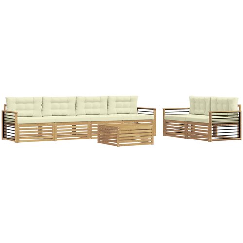  Set vanjskih sofa 7 kom. Bijela i krem Poliester 79 x 79 x 37 cm Slike