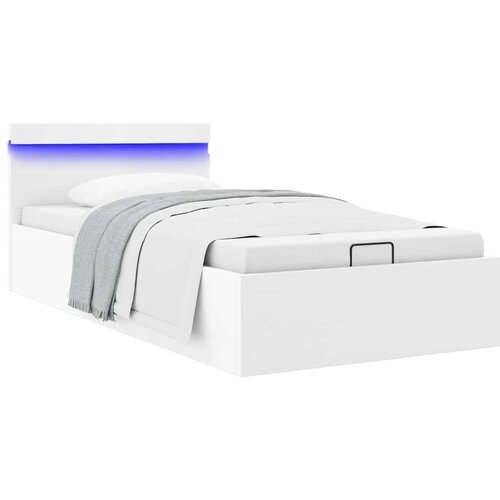 Furnova Dvižni posteljni okvir LED belo umetno usnje 90x200 cm, (21939550) Slike
