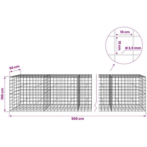  Gabion s žicom debljine 3,5 mm i mrežom 10x10 cm 500x50x100 cm Slike