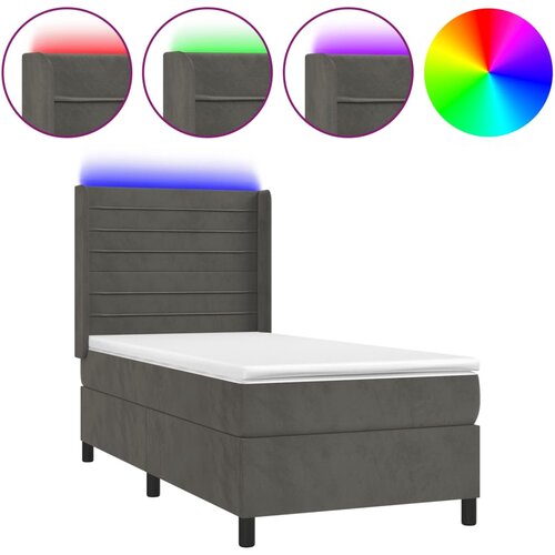 Maison Chic Box spring postelja - Vzmetna postelja z vzmetnico LED temno siva 90x200 cm žamet SL9700, (21903183) Slike