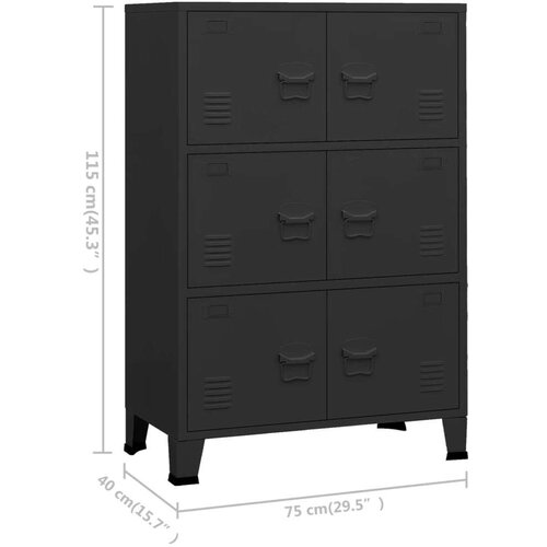 VidaXL Industrijski ormarić za spise crni 75 x 40 x 115 cm metalni Slike