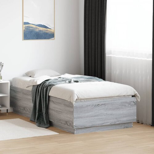  Okvir za krevet s LED svjetlima siva Sonoma 90 x 190 cm drveni Cene