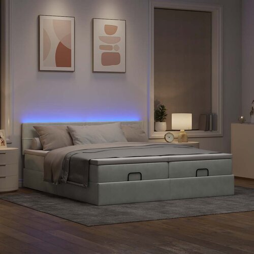 vidaXL Otomanski posteljni okvir z vzmetnicami siv 180x200cm žamet Cene