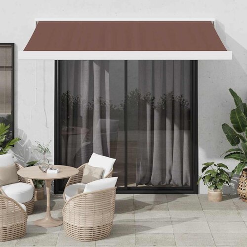 VidaXL Avtomatsko zložljiva tenda rjava 300x250 cm Slike