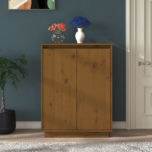 VidaXL omarica za čevlje medeno rjava 60x35x80 cm trdna borovina Slike