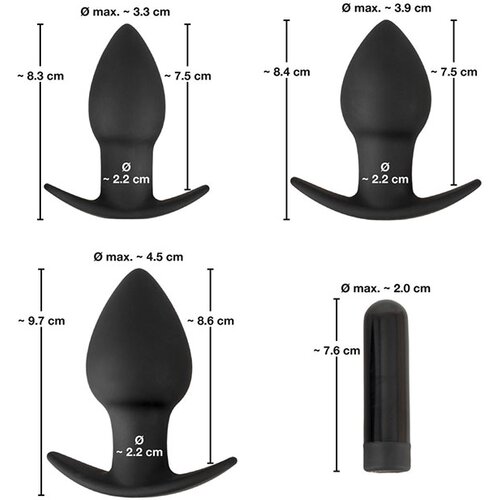 You2Toys Black Velvet - set bežičnih analnih vibratora - 3 dijela (crni) Slike