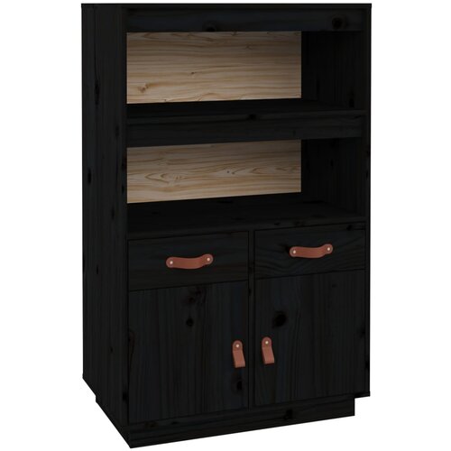 Maison Chic Visoka omara - Komoda - Predalnik črna 67x40x108,5 cm trdna borovina, (21721346) Cene
