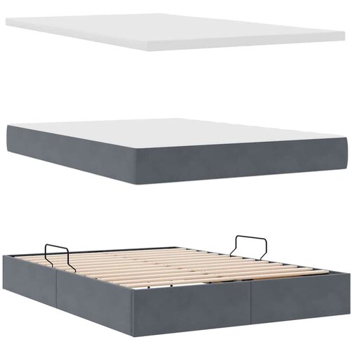  Krevet S LED lampica s pohranom Tamno siva 140 x 200 cm Bar&amp;scaron;un Slike