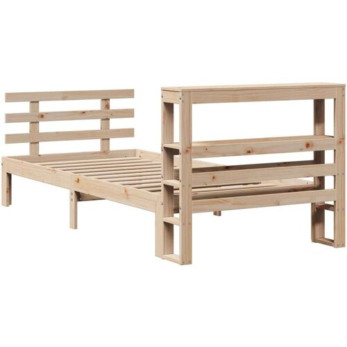 VidaXL Okvir kreveta s uzglavljem 100 x 200 cm od masivne borovine Slike