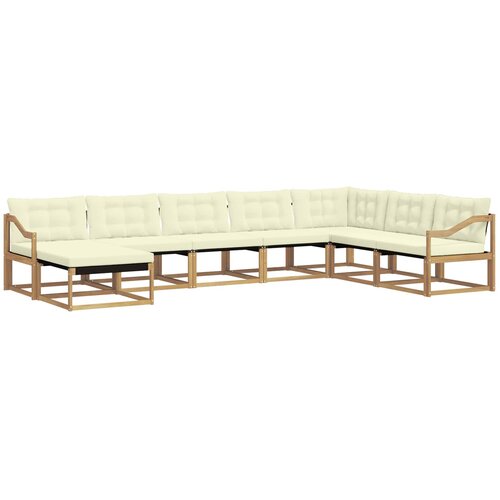 vidaXL Zunanja garnitura za sedenje z blazino 8 pcs Bela in krem, (5000281001) Cene