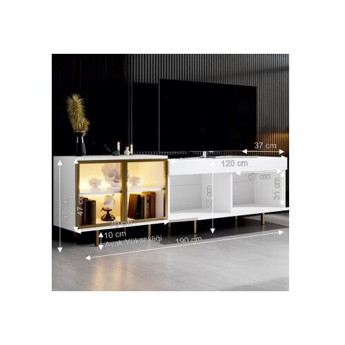 Hanah home TV polica Vienna White Gold Slike