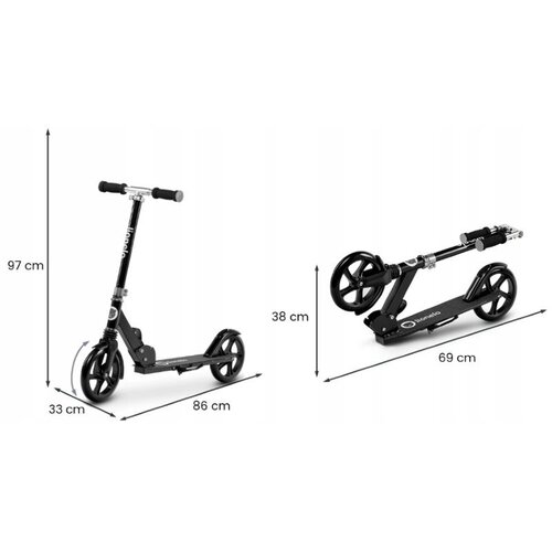 Lionelo romobil Luca, nosivost do 100Kg, za djecu i odrasle, crni, 5g JAMSTVA Slike