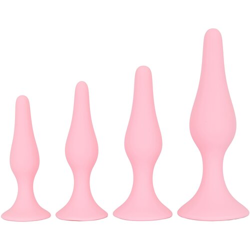 SuperLove Anal Trainer Kit Silicone Butt Plugs Pink 4 Pack Slike