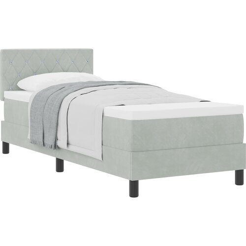 vidaXL Postelja z vzmetnico z vzmetnico Svetlo siva 80 x 200 cm blago Cene