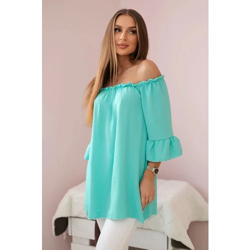 Kesi Spanish blouse with ruffles on the sleeve mint