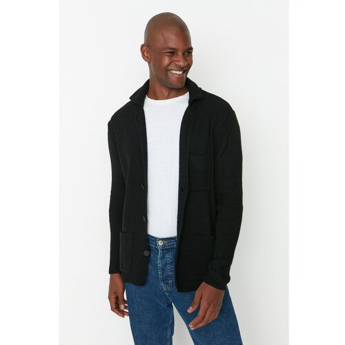 Trendyol Black Men's Jacket Collar Textured Cardigan Slike