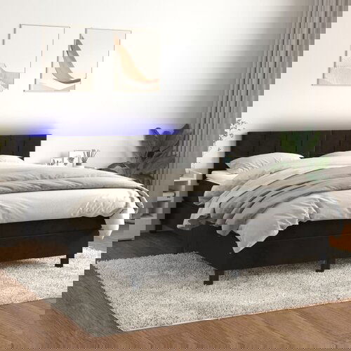 VidaXL Krevet box spring s madracem LED crni 140x190 cm bar&amp;scaron;un Slike