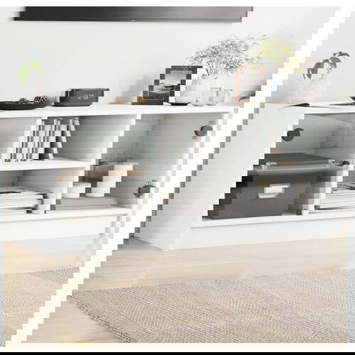VidaXL TV omarica s steklenimi vrati bela 102x37x42 cm Slike