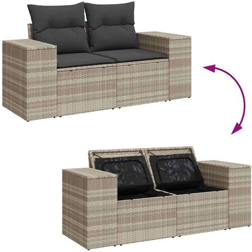 VidaXL 8-dijelni set vrtnih sofa od poliratana s jastucima svjetlosivi Slike