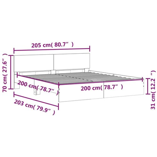 VidaXL okvir kreveta s uzglavljem boja hrasta sonome 200 x 200 cm Slike