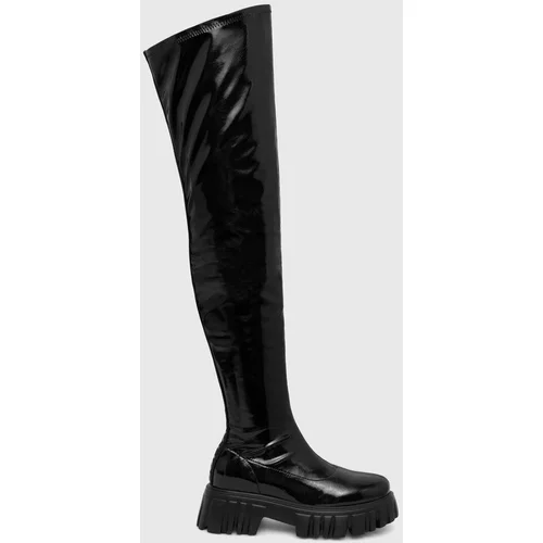 Buffalo Elegantni škornji Lion Overknee ženski, črna barva, 1220020