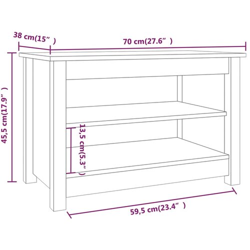 VidaXL klupa za cipele crna 70 x 38 x 45,5 cm od masivne borovine Slike