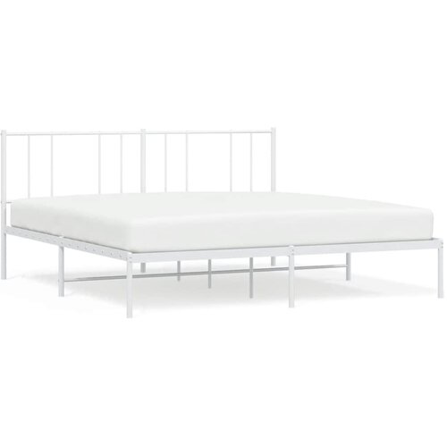  Metalni okvir za krevet s uzglavljem bijeli 193x203 cm Slike