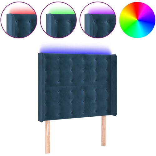 Maison Chic led posteljno vzglavje - vzglavna omarica - nočna omarica temno modro 93x16x118/128 cm žamet, (21711388) Slike