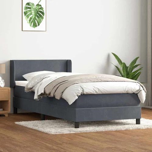 vidaXL Box Spring postelja z vzmetnico Temno siva 100x220 cm Velvet