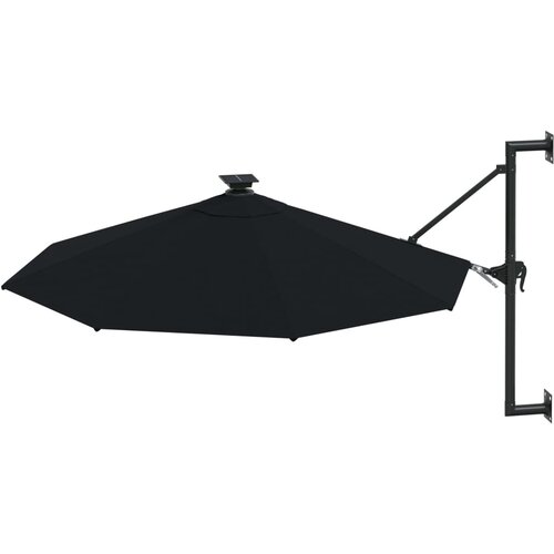  Zidni vrtni suncobran s LED svjetlima 300 cm crni Slike