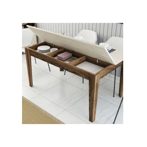 Hanah home trpezarijski sto milan 898 walnut travertine Slike