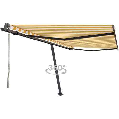  Prostostoječa avtomatska tenda 400x300 cm rumena/bela, (20728869) Cene