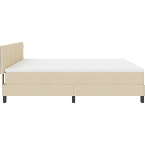  Krevet sa uzglavljem i madracem krema 200x200 cm tkanina Slike