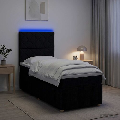  LED okvir za krevet s madracem Crna 80 x 200 cm Tkanina Slike