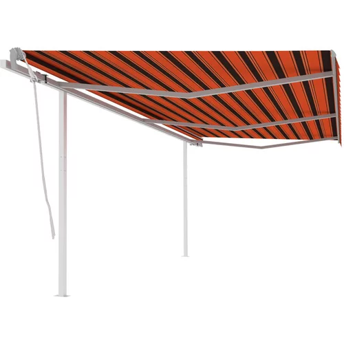  Ročno zložljiva tenda s stebrički 6x3,5 m oranžna in rjava
