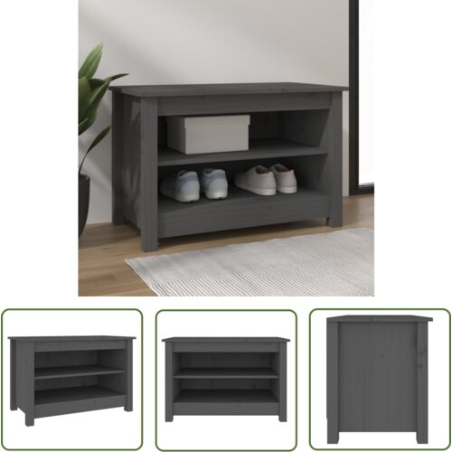The Living Store Klop za čevlje siva 70x38x45,5 cm trdna borovina - Klop Za Čevlje, (21744488) Cene